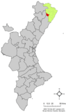 Localisation de Salsadella dans la Communauté de Valence