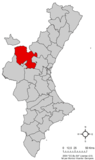 Situation de Higueruelas dans la Communauté Valencienne