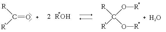 Équation -bilan de l'acétalisation d'une cétone
