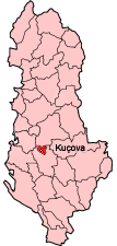 Localisation du district de Kuçovë (en rouge) à l'intérieur de l'Albanie