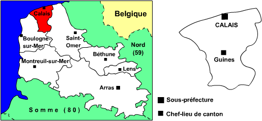 Carte de l'arrondissement de Calais
