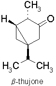 Structure de la bêta-thuyone, un terpénoïde.