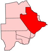 Localisation du district central (en rouge) à l'intérieur du Botswana