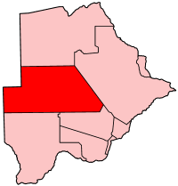 Localisation du district de Ghanzi (en rouge) à l'intérieur du Botswana