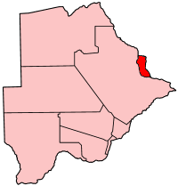 Localisation du district du Nord-Est (en rouge) à l'intérieur du Botswana