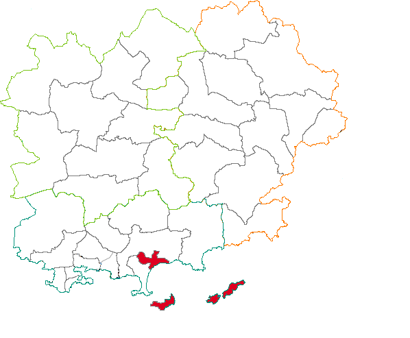 Situation du canton de Hyères-Est dans le département Var