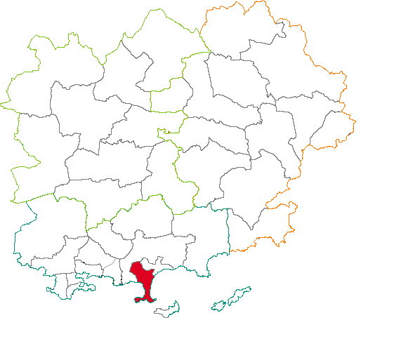 Situation du canton de Hyères-Ouest dans le département Var