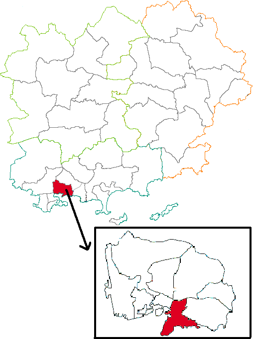 Situation du canton de Toulon-6 dans le département Var