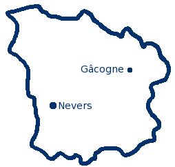 Situation de la commune de Gâcogne dans le département de la Nièvre