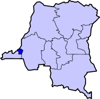 Localisation de Kinshasa (en bleu foncé) à l'intérieur de la République démocratique du Congo