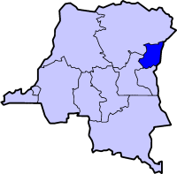 Localisation du Nord-Kivu (en bleu foncé) à l’intérieur de la République démocratique du Congo