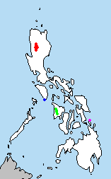 Répartition des espèces de Crateromys aux Philippines :