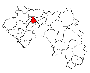 localisation de la préfecture sur la carte de la Guinée