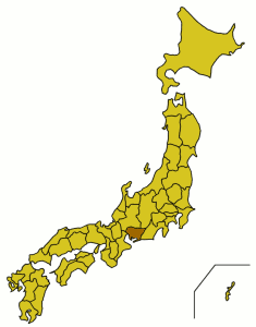 Carte du Japon avec la Préfecture d'Aichi mise en évidence