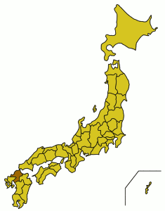 Carte du Japon avec la Préfecture de Fukuoka mise en évidence