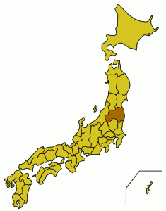 Carte du Japon avec la Préfecture de Fukushima mise en évidence