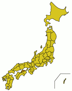 Carte du Japon avec la Préfecture de Kagawa mise en évidence