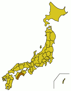 Carte du Japon avec la Préfecture de Kōchi mise en évidence