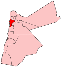 Carte montrant la position de la subdivision de Balqa en Jordanie