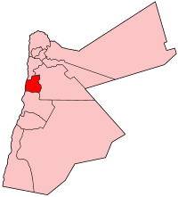 Carte montrant la position de la subdivision de Madaba en Jordanie
