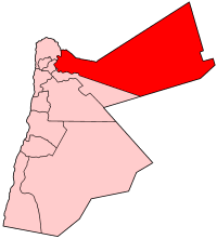 Carte montrant la position de la subdivision de Mafraq en Jordanie