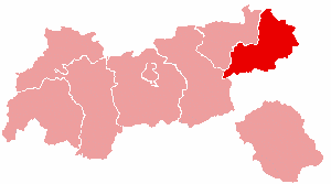Localisation du Bezirk de Kitzbühel dans le Land autrichien de Tyrol