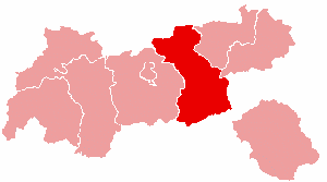 Localisation du Bezirk de Schwaz dans le Land autrichien de Tyrol