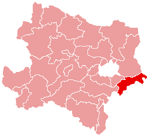 Localisation du Bezirk de Bruck an der Leitha dans le Land autrichien de Basse-Autriche
