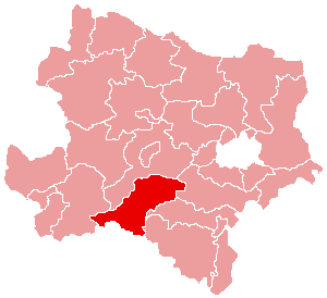 Localisation du Bezirk de Lilienfeld dans le Land autrichien de Basse-Autriche