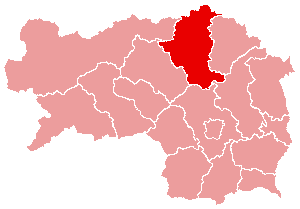 Localisation du Bezirk de Bruck an der Mur dans le Land autrichien de Styrie
