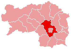 Localisation du Bezirk de Graz-Umgebung dans le Land autrichien de Styrie
