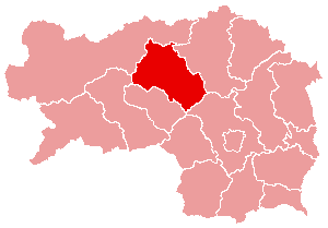 Localisation du Bezirk de Leoben dans le Land autrichien de Styrie