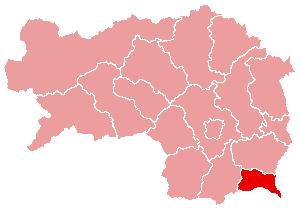 Localisation du Bezirk de Radkersburg dans le Land autrichien de Styrie