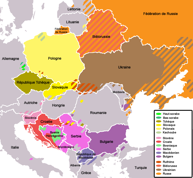Distribution géographique des langues slaves