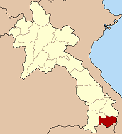 Carte du Laos mettant en évidence la province d'Attapeu.