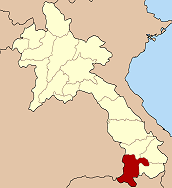 Carte du Laos mettant en évidence la province de Champassak.