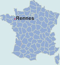 Localisation de Rennes en France