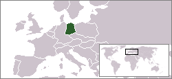 Localisation de l'Allemagne de l'est (en vert) dans l'Europe de l'époque