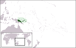 Carte du sud-ouest du Pacifique mettant en évidence le territoire de Nouvelle-Guinée.