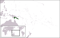 Carte du sud-ouest du Pacifique mettant en évidence le territoire de Papouasie.