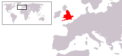 Carte indiquant la localisation du royaume d'Angleterre