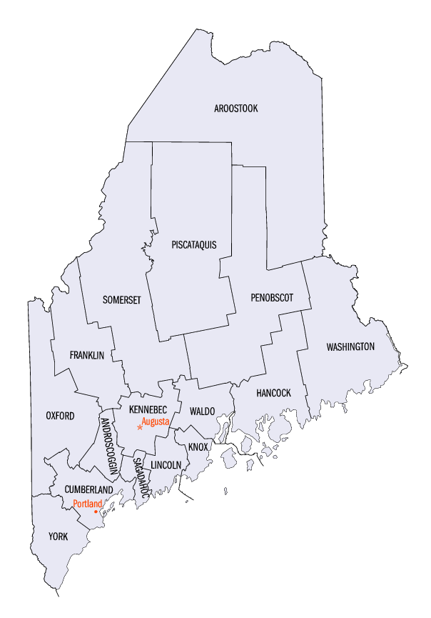 Carte des comtés du Maine