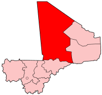 Carte du Mali mettant en évidence la région de Tombouctou.