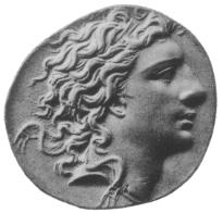 Monnaie représentant le profil de Mithridate VI du Pont, nommé également Eupator