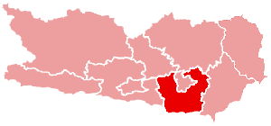 Localisation du Bezirk de Klagenfurt-Land dans le Land autrichien de Carinthie
