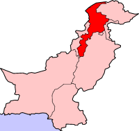 Localisation de la Province de la Frontière-du-Nord-Ouest (en rouge) à l'intérieur du Pakistan