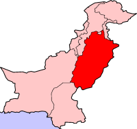 Localisation du Penjab (en rouge) à l'intérieur du Pakistan