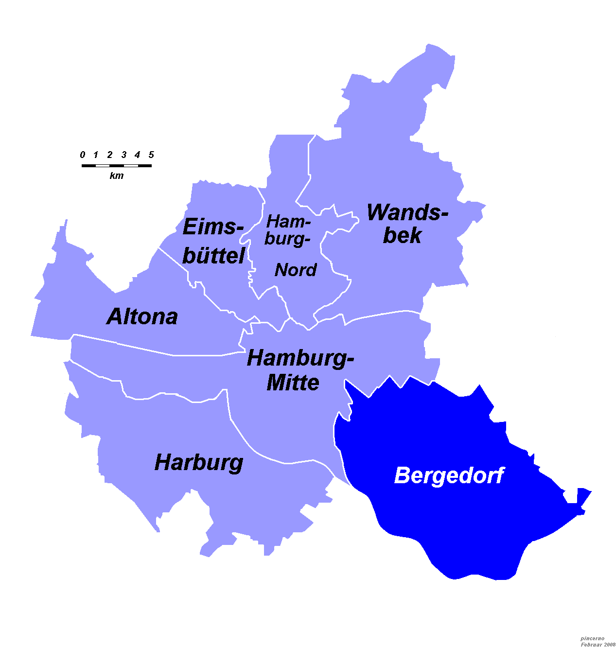 Lage des Bezirks Bergedorf in Hamburg