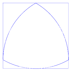 un triangle de Reuleaux en rotation dans un carré