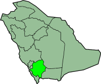 Carte de l'Arabie saoudite mettant en évidence la province d''Asir.